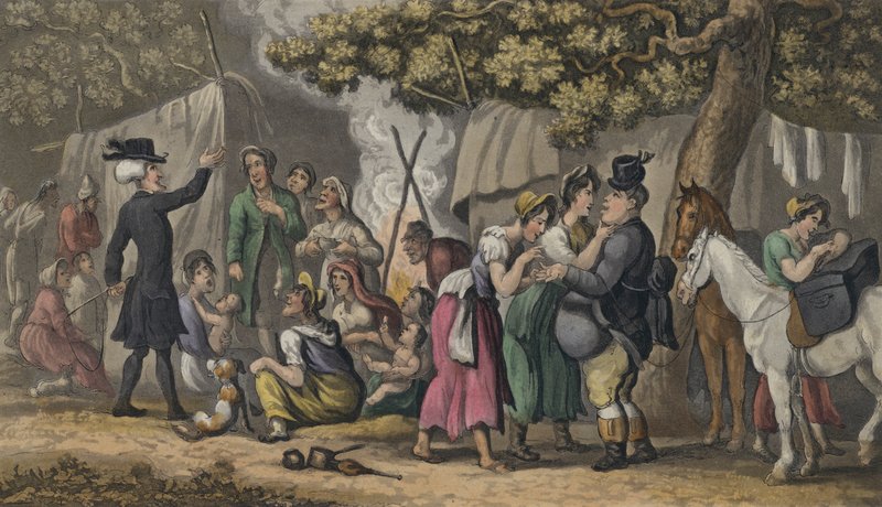 Dr Syntax och zigenarna (akvatint) av Thomas after Rowlandson