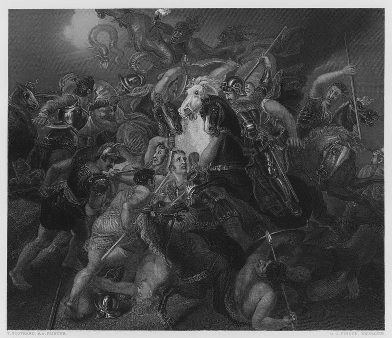 A Mythological Battle, från bilden i Vernon Gallery av Thomas Stothard