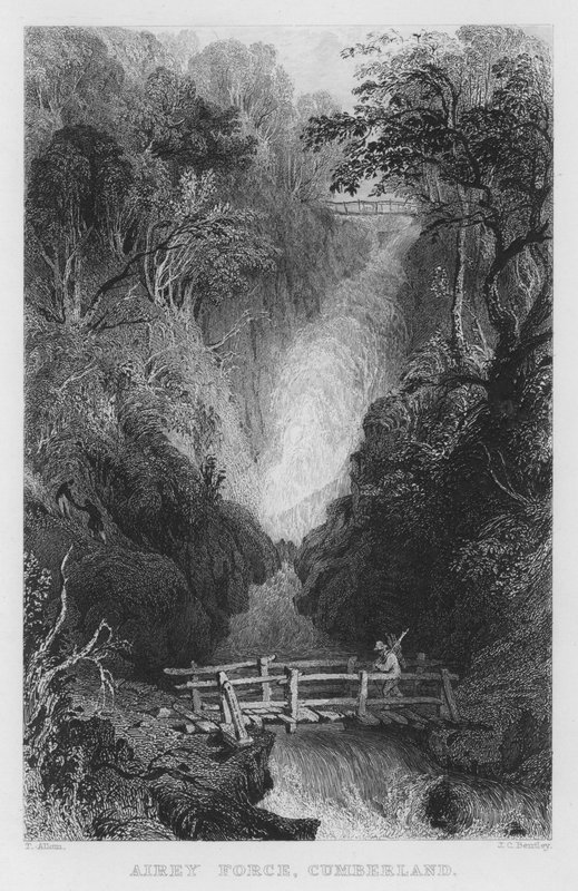 Airey Force, Cumberland (gravyr) av Thomas (after) Allom