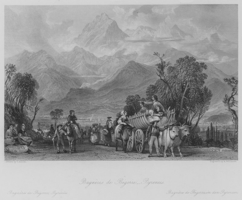 Bagneres de Poigorre, Pyrenéerna (gravyr) av Thomas (after) Allom