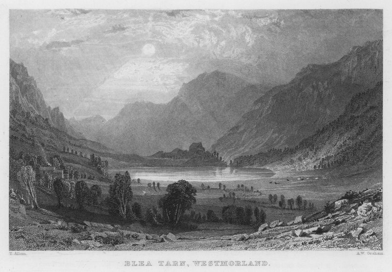 Blea Tarn, Westmorland (gravyr) av Thomas (after) Allom