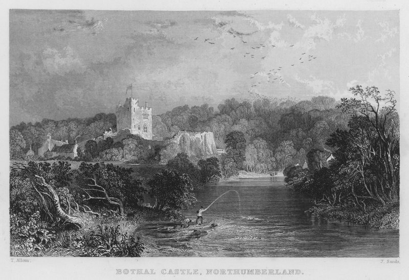 Bothal Castle, Northumberland (gravyr) av Thomas (after) Allom