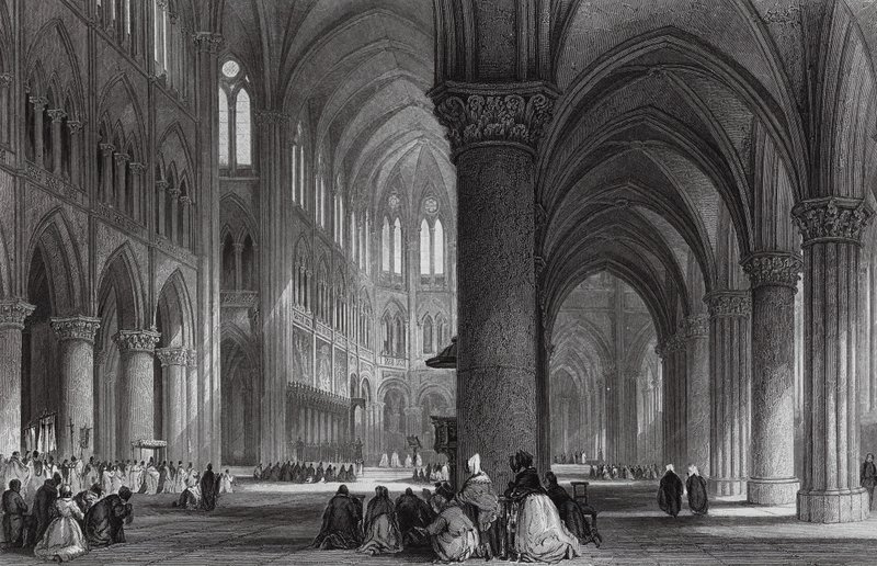 Katedralen Notre Dame, Paris (gravyr) av Thomas (after) Allom