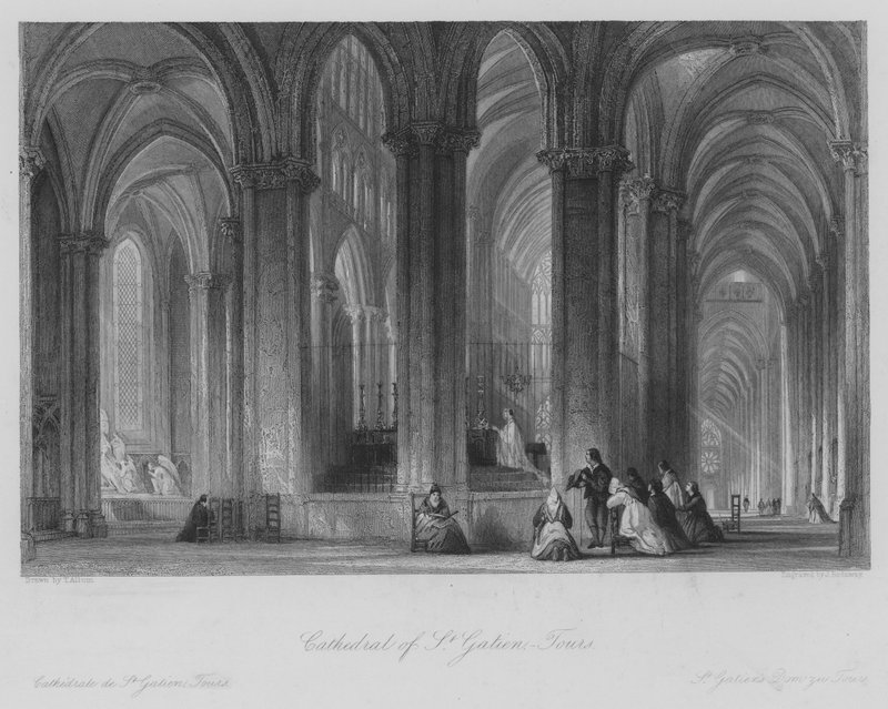 Cathedral of St Gatien, Tours (gravyr) av Thomas (after) Allom