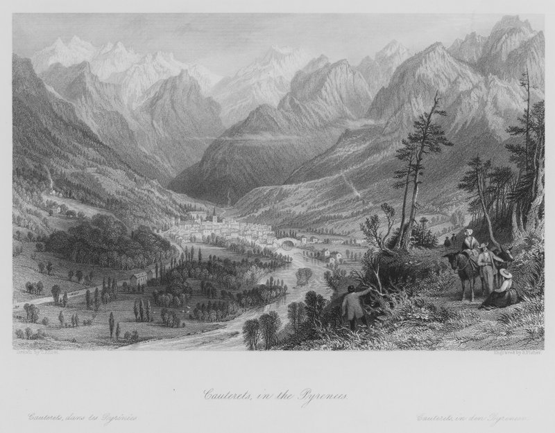 Cauterets, i Pyrenéerna (gravyr) av Thomas (after) Allom