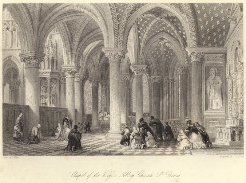 Chapel of the Virgin Abbey Church, St Denis (gravyr) av Thomas (after) Allom