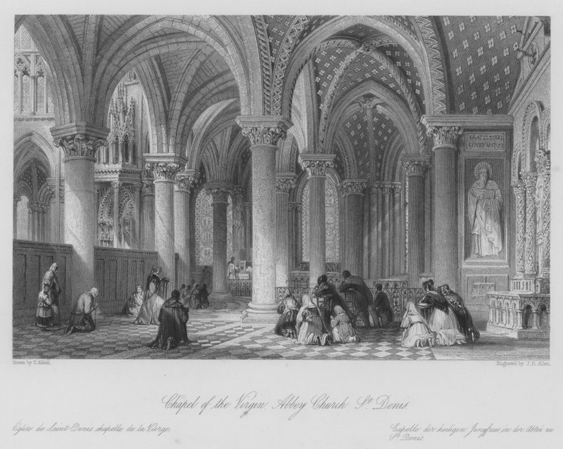 Jungfrukapell, Abbey Church, St Denis (gravyr) av Thomas (after) Allom