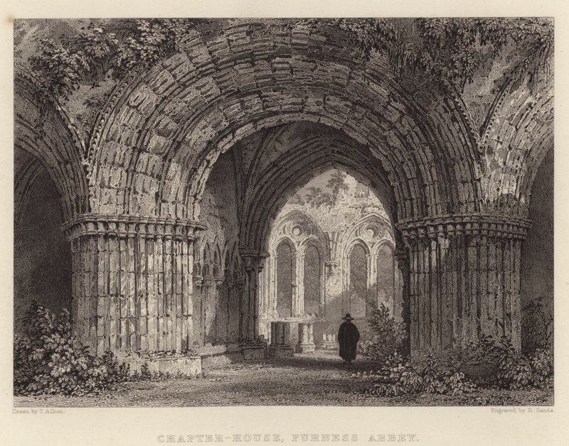 Chapter-House, Furness Abbey (gravyr) av Thomas (after) Allom