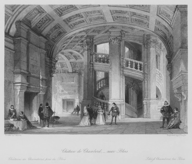 Chateau de Chambord, nära Blois (gravyr) av Thomas (after) Allom
