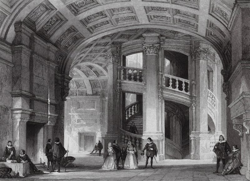 Chateau de Chambord, nära Blois (gravyr) av Thomas (after) Allom