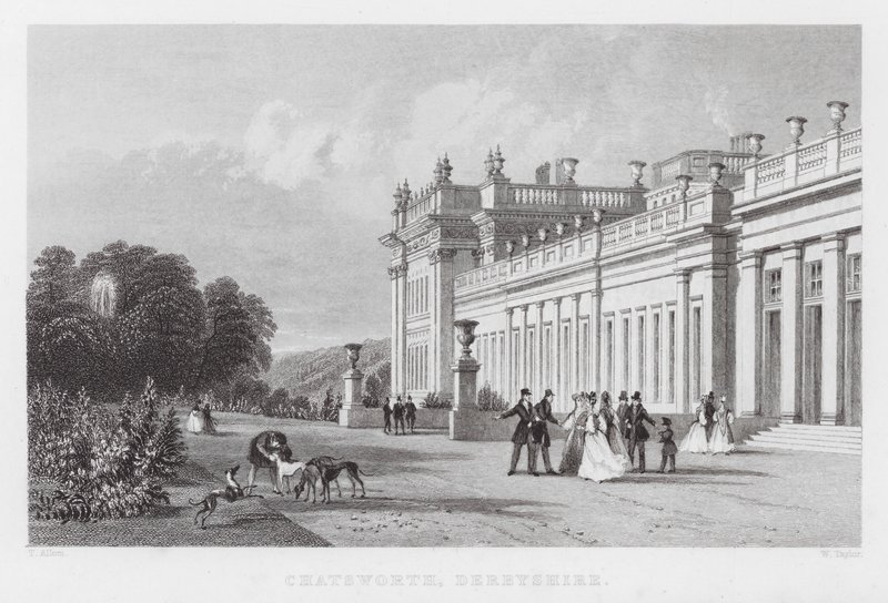 Chatsworth, Derbyshire (gravyr) av Thomas (after) Allom