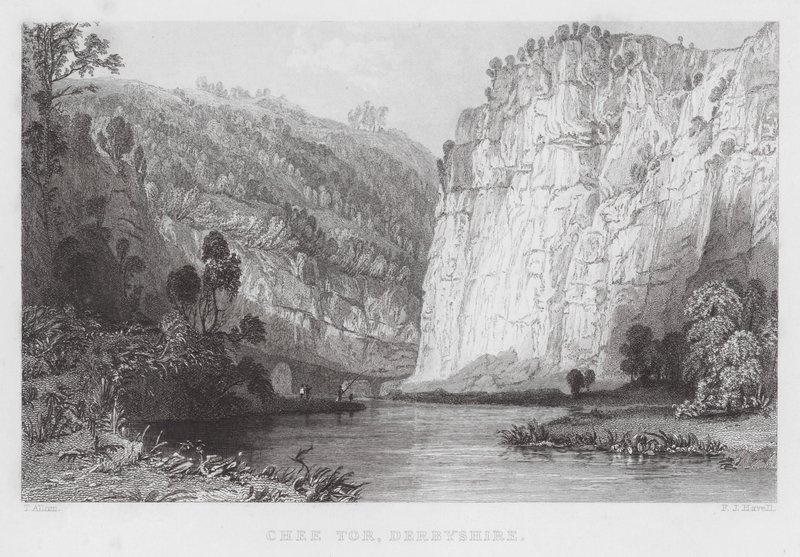 Chee Tor, Derbyshire (gravyr) av Thomas (after) Allom