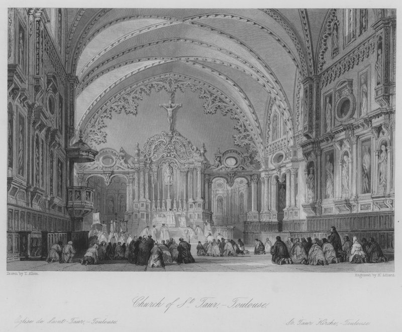 Church of St Taur, Toulouse (gravyr) av Thomas (after) Allom