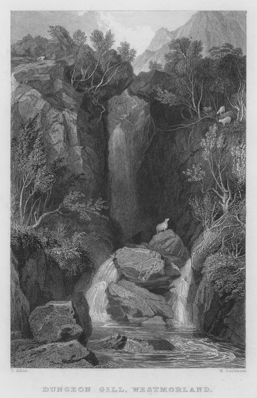 Dungeon Gill, Westmorland (gravyr) av Thomas (after) Allom