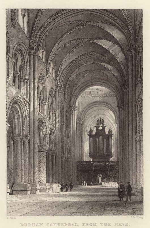 Durham Cathedral, från Nave (gravyr) av Thomas (after) Allom