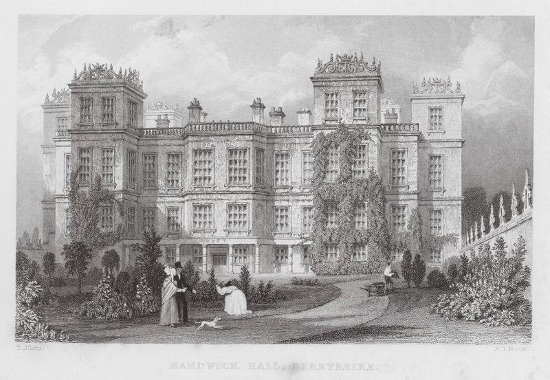 Hardwick Hall, Derbyshire (gravyr) av Thomas (after) Allom
