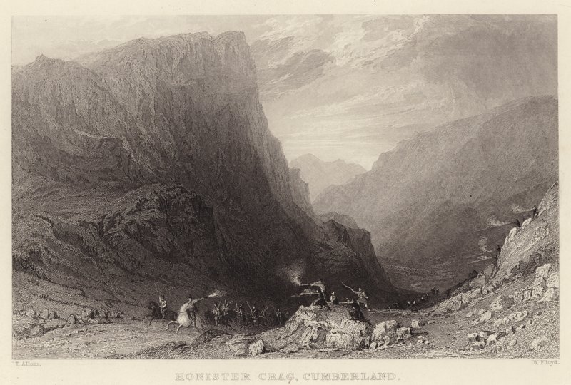 Honister Crag, Cumberland (gravyr) av Thomas (after) Allom