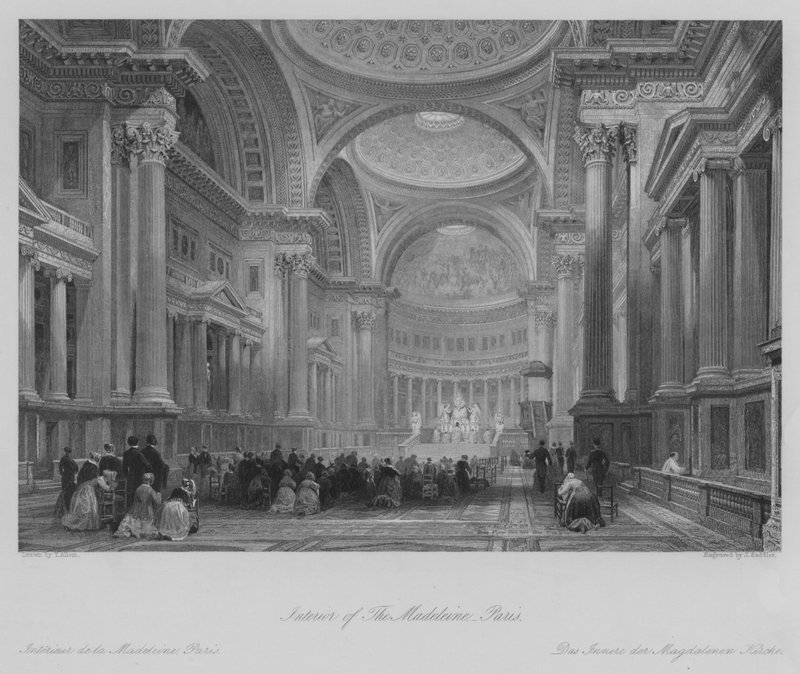 Interiör av Madeleine, Paris (gravyr) av Thomas (after) Allom