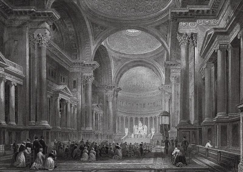 Interiör från Madeleine, Paris (gravyr) av Thomas (after) Allom