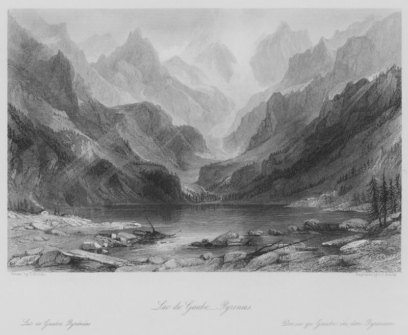 Lac de Gaube, Pyrenéerna (gravyr) av Thomas (after) Allom
