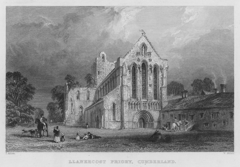 Lanercost Priory, Cumberland (gravyr) av Thomas (after) Allom