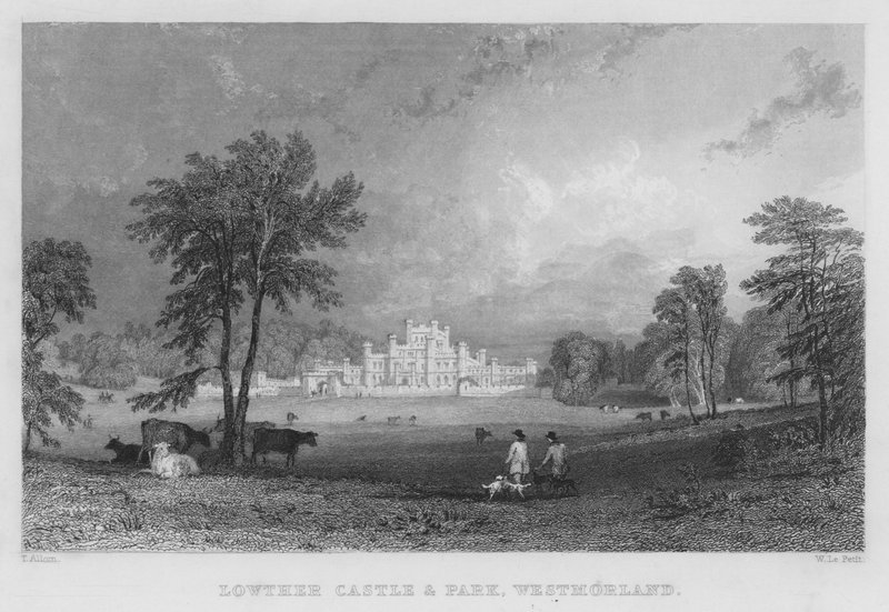 Lowther Castle and Park, Westmorland (gravyr) av Thomas (after) Allom