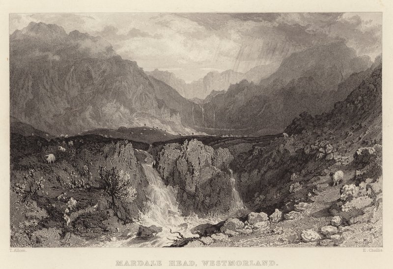 Mardale Head, Westmorland (gravyr) av Thomas (after) Allom