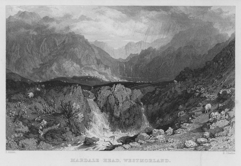 Mardale Head, Westmorland (gravyr) av Thomas (after) Allom