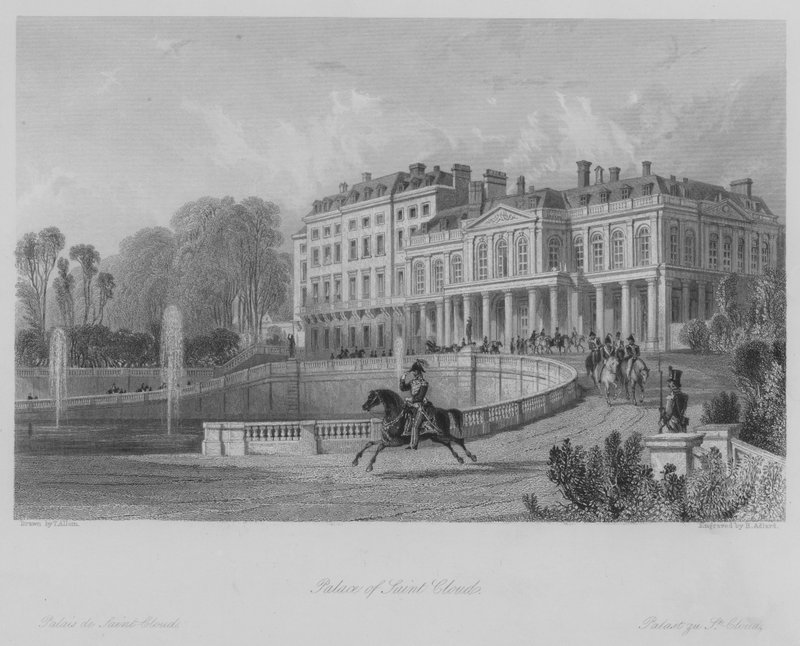 Palace of Saint Cloud (gravyr) av Thomas (after) Allom