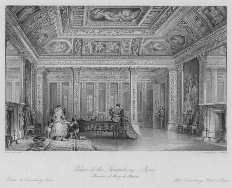 Palace of the Luxembourg, Paris, Boudoir of Mary de Medicis (gravyr) av Thomas (after) Allom