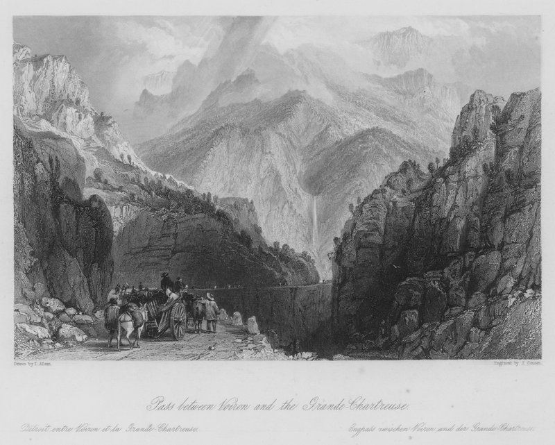 Passet mellan Voiron och Grande-Chartreuse (gravyr) av Thomas (after) Allom