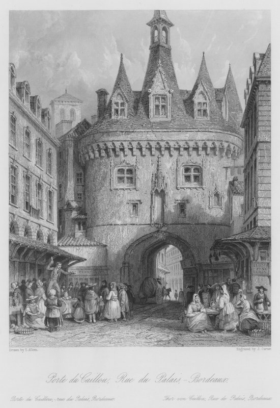 Pebble Gate, Rue du Palais, Bordeaux (gravyr) av Thomas (after) Allom