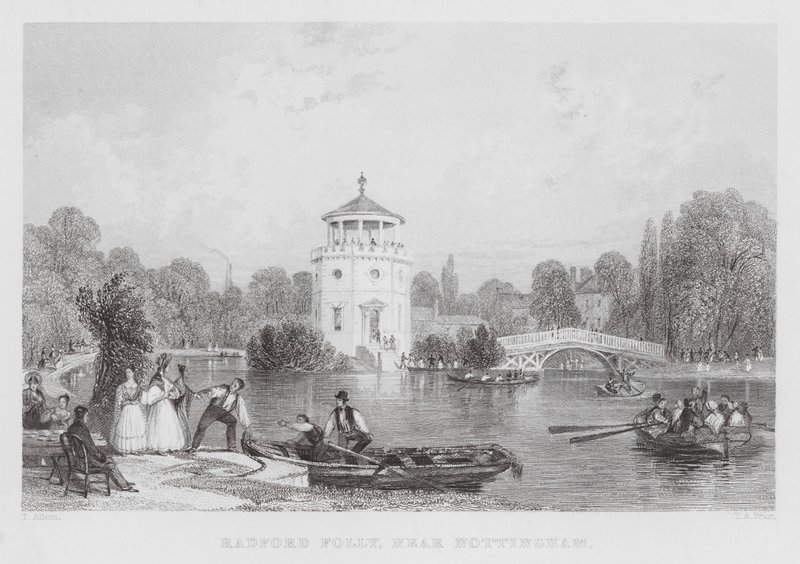 Radford Folly, nära Nottingham (gravyr) av Thomas (after) Allom
