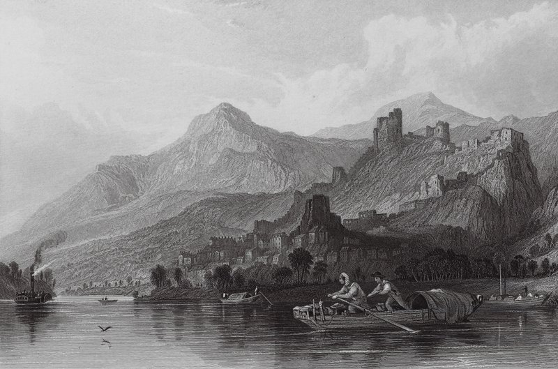 Rochemaure, vid Rhône (gravyr) av Thomas (after) Allom