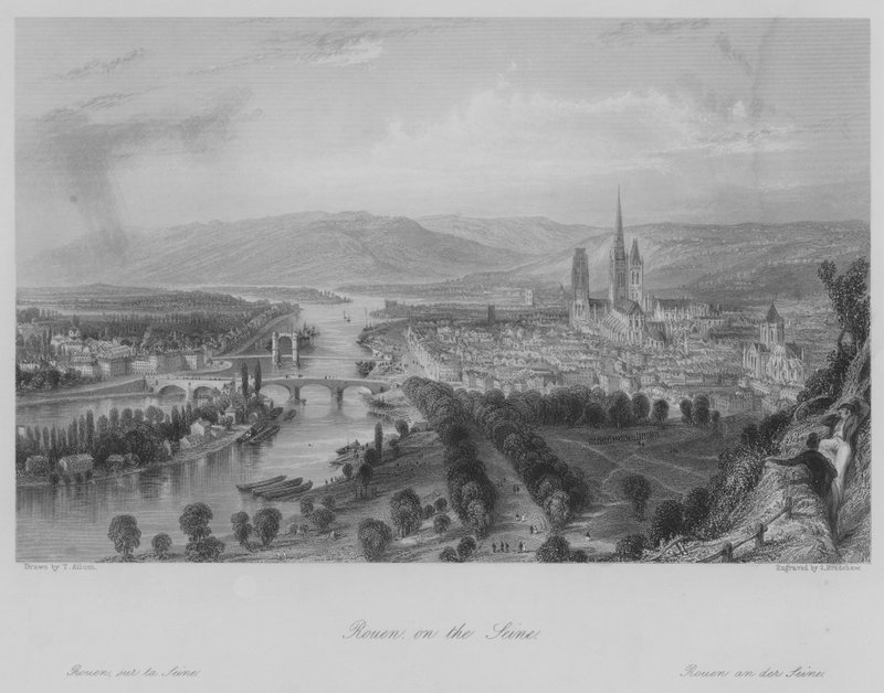 Rouen, vid Seine (gravyr) av Thomas (after) Allom