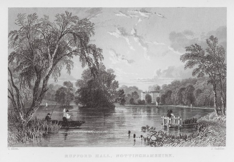Rufford Hall, Nottinghamshire (gravyr) av Thomas (after) Allom