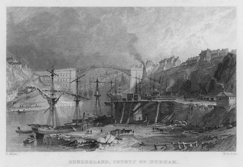 Sunderland, County of Durham (gravyr) av Thomas (after) Allom