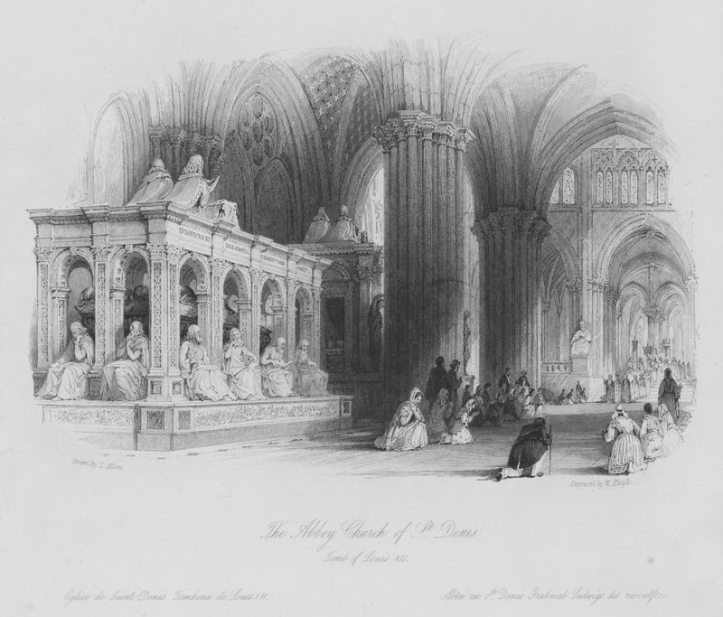 Abbey Church of St Denis, Ludvig XII:s grav (gravyr) av Thomas (after) Allom