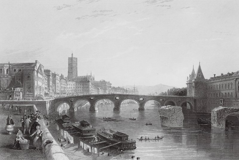 Bron i Toulouse (gravyr) av Thomas (after) Allom