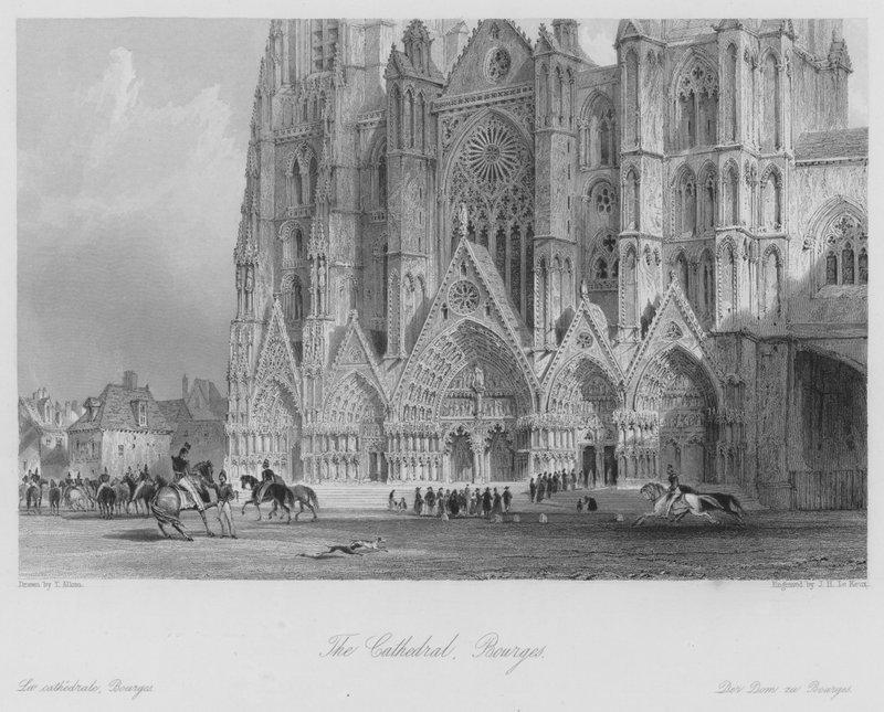 Katedralen, Bourges (gravyr) av Thomas (after) Allom