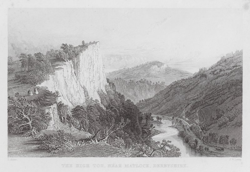The High Tor, nära Matlock, Derbyshire (gravyr) av Thomas (after) Allom