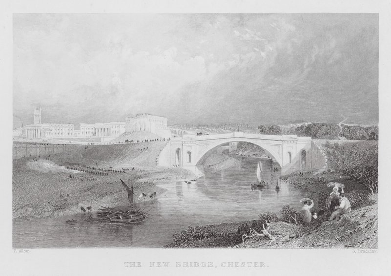 New Bridge, Chester (gravyr) av Thomas (after) Allom