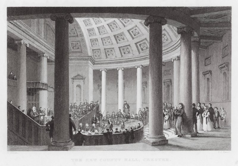 The New County Hall, Chester (gravyr) av Thomas (after) Allom