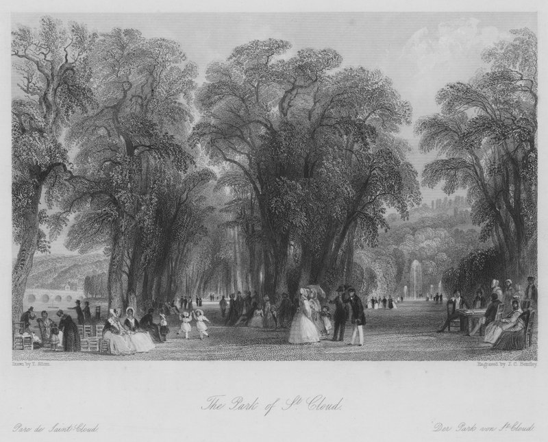 The Park of St Cloud (gravyr) av Thomas (after) Allom