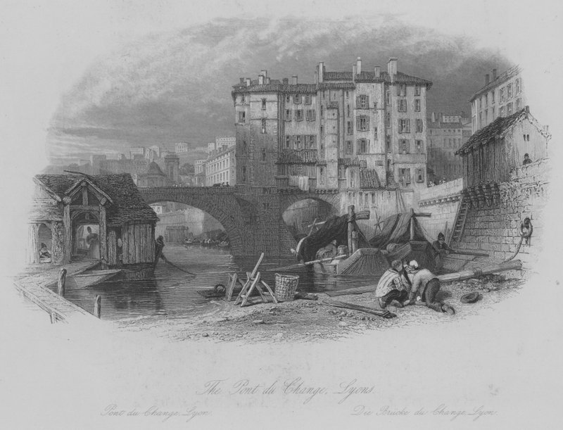 Pont du Change, Lyon (gravyr) av Thomas (after) Allom
