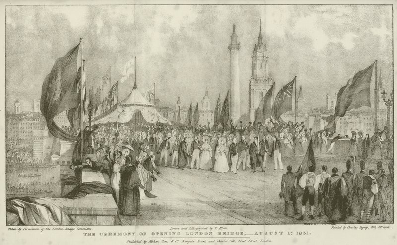 Ceremonin för att öppna London Bridge av Thomas (after) Allom