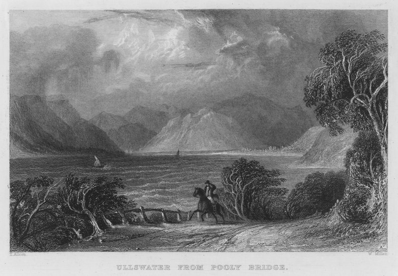 Ullswater från Pooley Bridge (gravyr) av Thomas (after) Allom