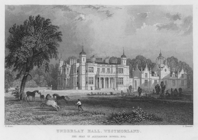 Underlay Hall, Westmorland, säte för Alexander Nowell (gravyr) av Thomas (after) Allom