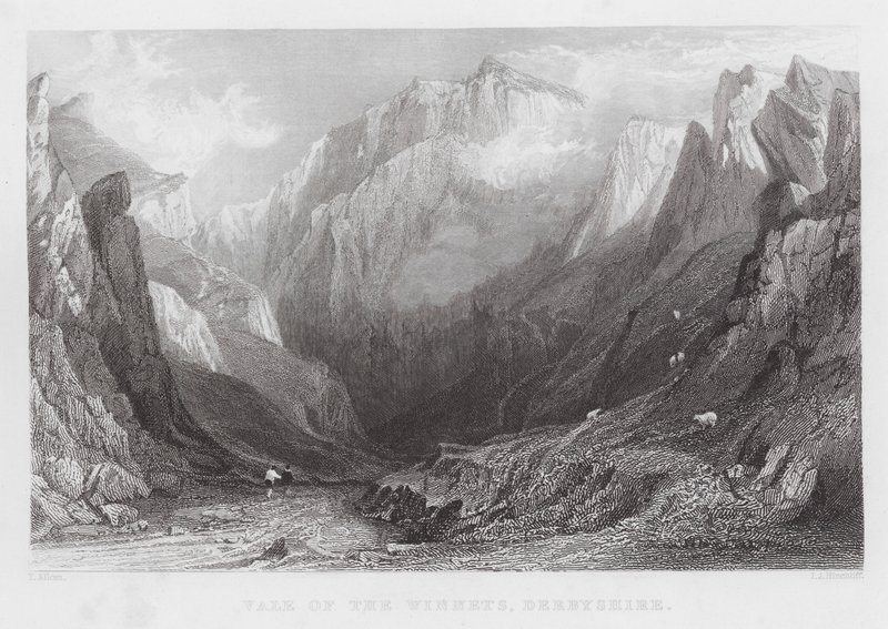 Vale of the Winnets, Derbyshire (gravyr) av Thomas (after) Allom