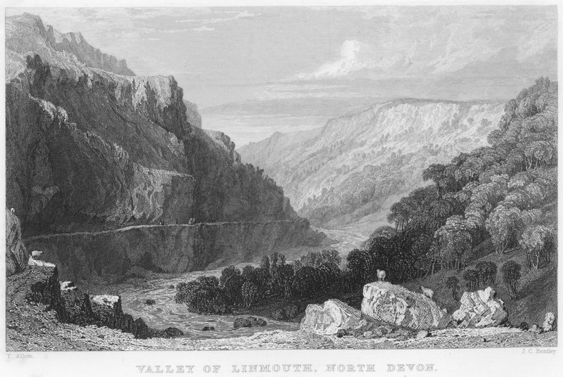 Valley of Linmouth, North Devon (gravyr) av Thomas (after) Allom